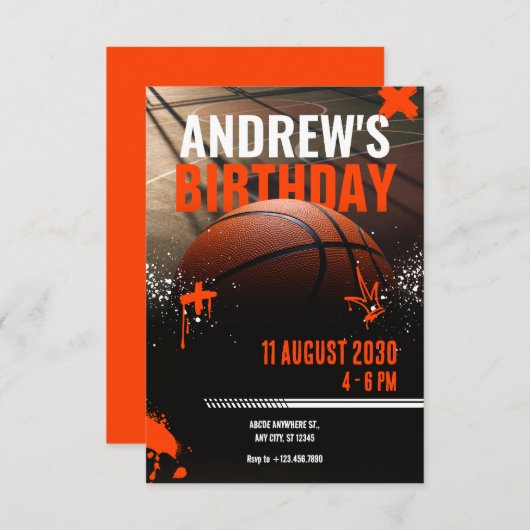 Basketbal straat Uitnodiging (Voorkant / Achterkant)