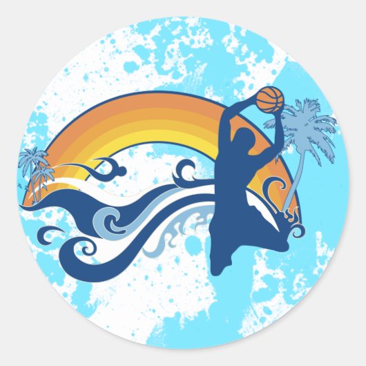 basketbal. summersetz. ronde sticker (Voorkant)