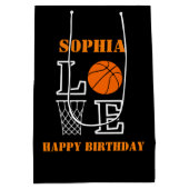 Basketbal Swoosh Black Verjaardag Gift Bag Medium Cadeauzakje (Achterkant)