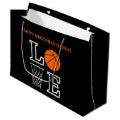 Basketbal Swoosh Black Verjaardag Grote Gift Bag Groot Cadeauzakje (Voorkant Gekanteld)