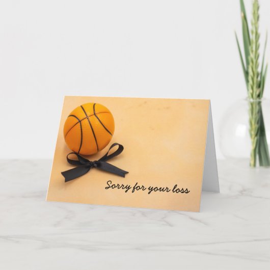 Basketbal sympathie met zwart lint sorry kaart (Voorkant)