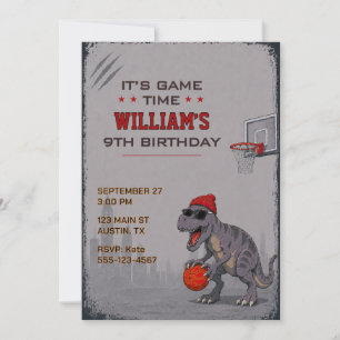 Basketbal T-Rex verjaardagsuitnodiging Kaart