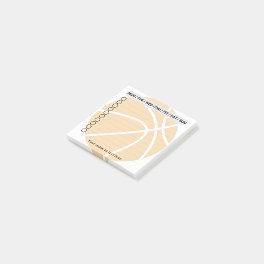 Basketbal takenlijst post-it® notes (Schuin)