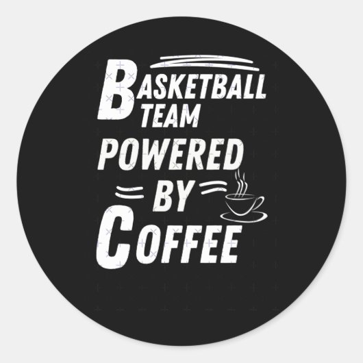 Basketbal team aangedreven ronde sticker (Voorkant)