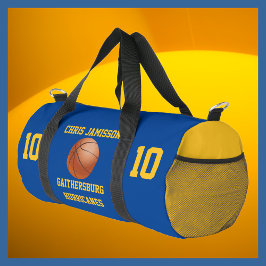 Basketbal Team Coach Speler Blauw Goud Personalise Plunjezak