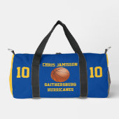 Basketbal Team Coach Speler Blauw Goud Personalise Plunjezak (Voorkant)