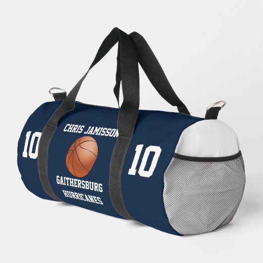 Basketbal Team Coach Speler Navy Blue Personaliser Plunjezak (Rechterhoek)