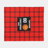 Basketbal Team Fotocollage Red Tartan Fleece Deken (Voorkant (Horizontaal))