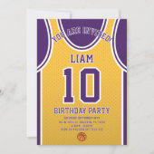Basketbal Team Jersey 10 Verjaardag Uitnodiging (Voorkant)
