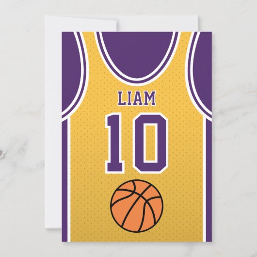 Basketbal Team Jersey 10 Verjaardag Uitnodiging (Achterkant)