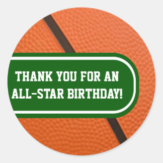 Basketbal Team Kleuren  Party Favor Ronde Sticker