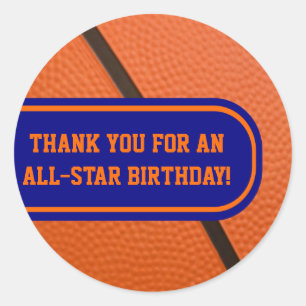 Basketbal Team Kleuren Party Favor Ronde Sticker