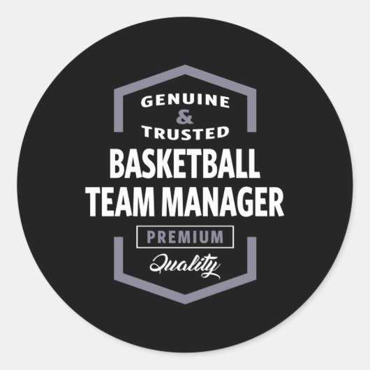 Basketbal Team Manager Logo Gift Ideeën Ronde Sticker (Voorkant)