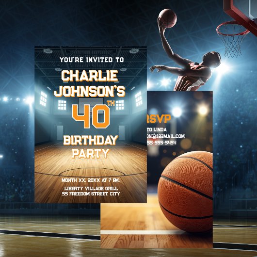 Basketbal Thema 40e Verjaardagsfeest Kaart