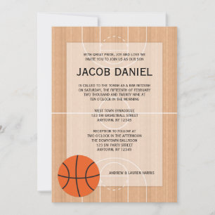Basketbal Thema Bar Mitzvah Kaart