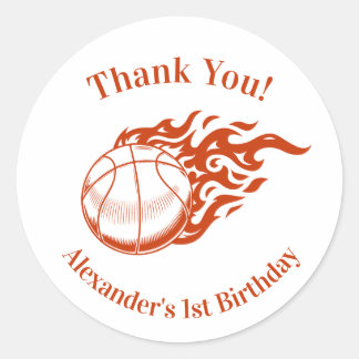 Basketbal thema bedankstickers ronde sticker