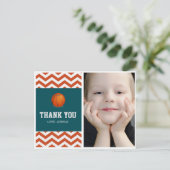 Basketbal thema bedankt briefkaart voor jongens (Staand voorkant)