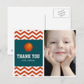 Basketbal thema bedankt briefkaart voor jongens (Voorkant / Achterkant)