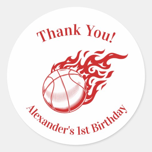 Basketbal thema bedankt stickers 2 (Voorkant)
