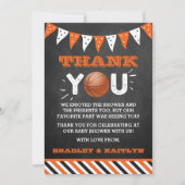 Basketbal thema Co-ed Baby shower Bedankkaart (Voorkant)