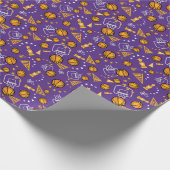 Basketbal thema Pattern Design Gold & Paarse Cadeaupapier (Hoek)