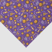 Basketbal thema Pattern Design Gold & Paarse Tissuepapier (Detail)