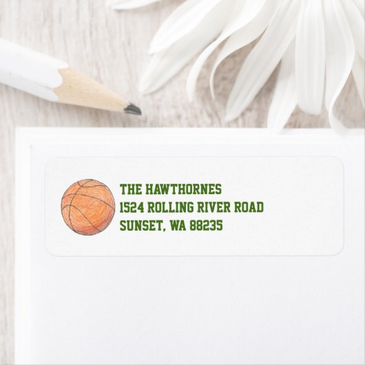 Basketbal thema retour adres label (Insitu)