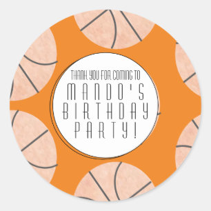 Basketbal Thema Sport Verjaardagsfeestje Elke Kleu Ronde Sticker