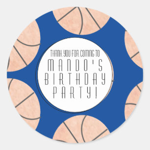 Basketbal Thema Sport Verjaardagsfeestje Elke Kleu Ronde Sticker