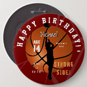 Basketbal Thema Verjaardag ButtonHAMbyWG Ronde Button 6,0 Cm (Voorkant /achterkant)