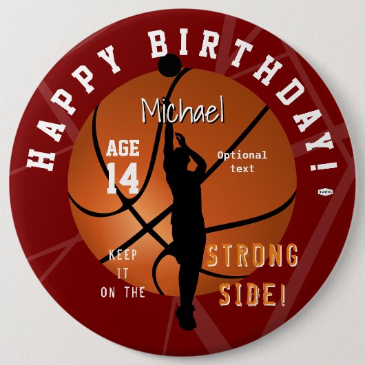 Basketbal Thema Verjaardag ButtonHAMbyWG Ronde Button 6,0 Cm (Voorkant)