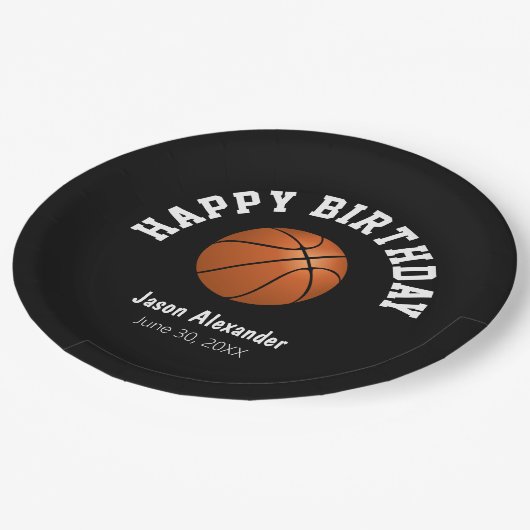 Basketbal Thema Verjaardagsfeestje Borden Servies Papieren Bordje (Gekanteld)