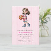 Basketbal thema verjaardagsfeestje voor meisjes kaart (Staand voorkant)