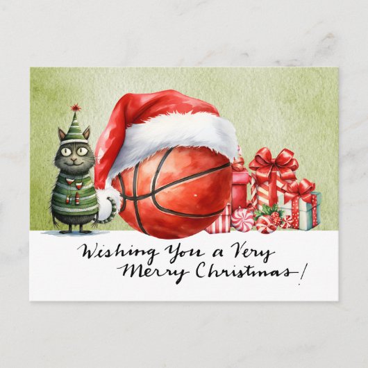 Basketbal thema voor Kerstmis Feestdagenkaart (Voorkant)