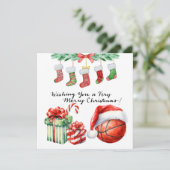 Basketbal thema voor Kerstmis Feestdagenkaart (Staand voorkant)