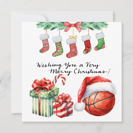 Basketbal thema voor Kerstmis Feestdagenkaart (Voorkant)