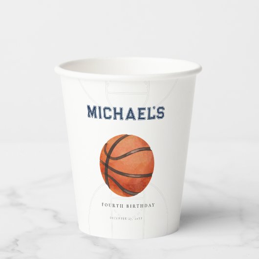 Basketbal Theme Verjaardag Paper Cup Papieren Bekers (Voorkant)