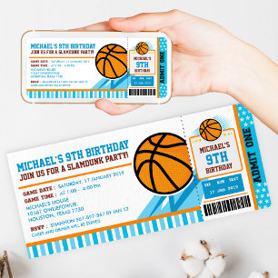Basketbal Ticket Pas Geboortendag Uitnodiging