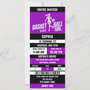 Basketbal Ticket Verjaardag, Basketbal Meisje spel Kaart