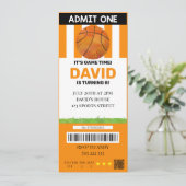 Basketbal Ticket Verjaardag Jongen Sport Party Kaart (Staand voorkant)
