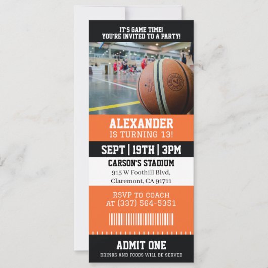 Basketbal Ticket Verjaardag Kaart (Voorkant)