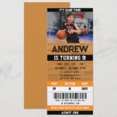 Basketbal Ticket Verjaardag Uitnodiging met een Fo (Voorkant / Achterkant)
