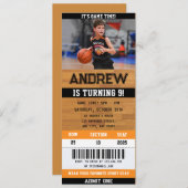 Basketbal Ticket Verjaardagsuitnodiging met een fo Kaart (Voorkant / Achterkant)