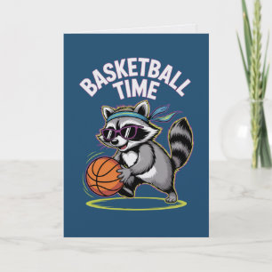 Basketbal Tijd Wasbeer Kaart Grappige Sport Verjaa