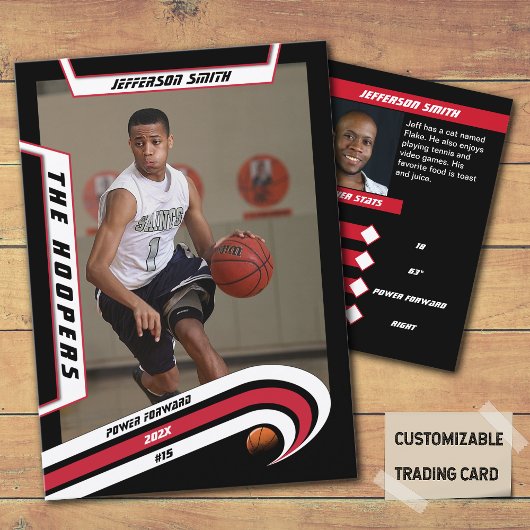 Basketbal Trading Kaart in Lively Red Black Contactkaartje