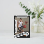 Basketbal Trading Kaart in Lively Silver Black Contactkaartje (Staand voorkant)