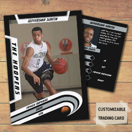 Basketbal Trading Kaart in Lively Silver Black Contactkaartje