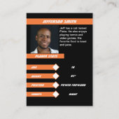 Basketbal Trading Kaart in Lively Sinaasappel Contactkaartje (Achterkant)