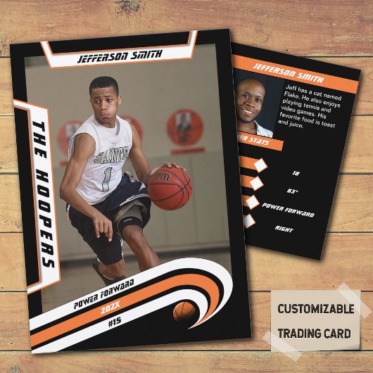 Basketbal Trading Kaart in Lively Sinaasappel Contactkaartje