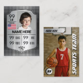 Basketbal Trading Kaart Player Stats Shield Kaart Contactkaartje (Voorkant / Achterkant)